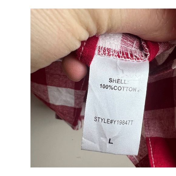 Tuckernuck Pomander Place Apple Red Gingham Scarlett Button Down Sz. L - Picture 7 of 7